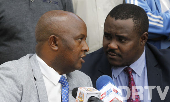 ANC nominated MP Godfrey Osotsi accompanied by Kakamega senator Cleophas Malala during a past press conference. PHOTO STANDARD