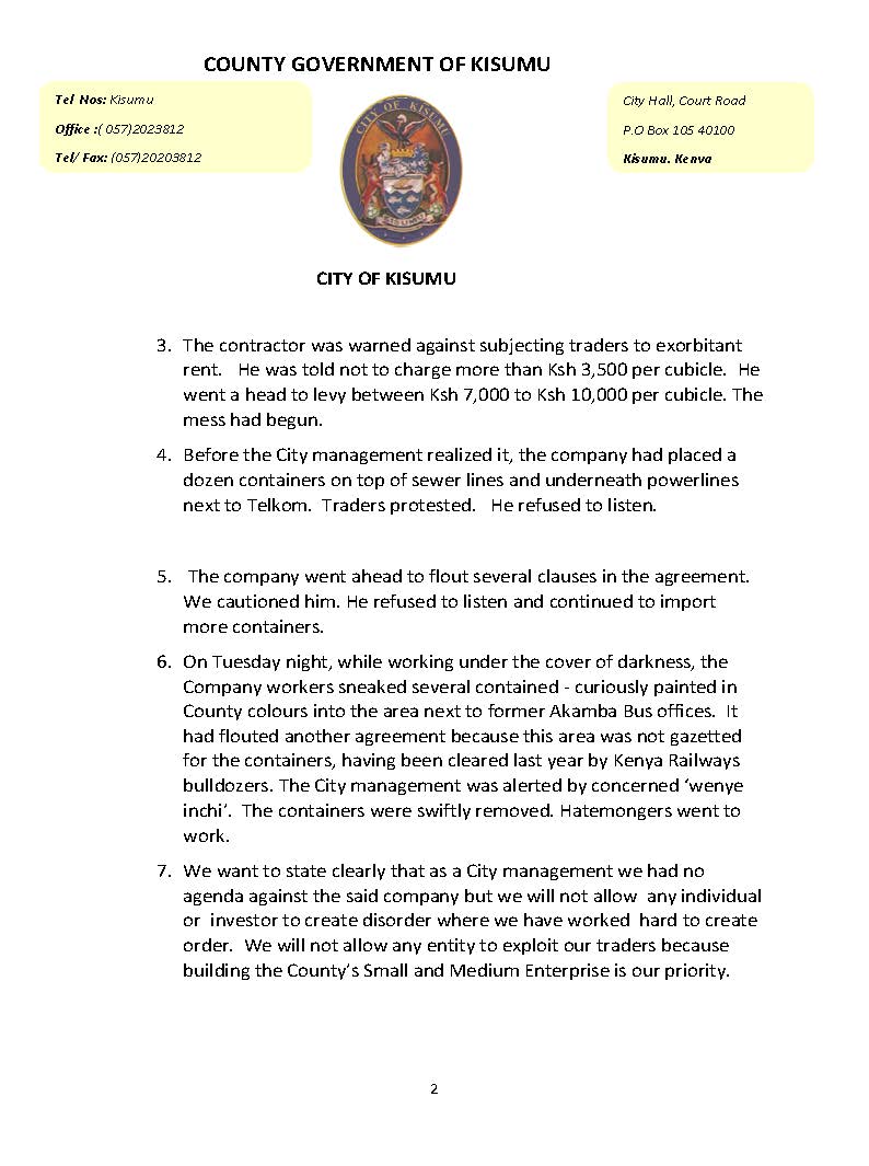 STATEMENT ON CONTAINERS Page 2 STATEMENT ON CONTAINERS Page 2