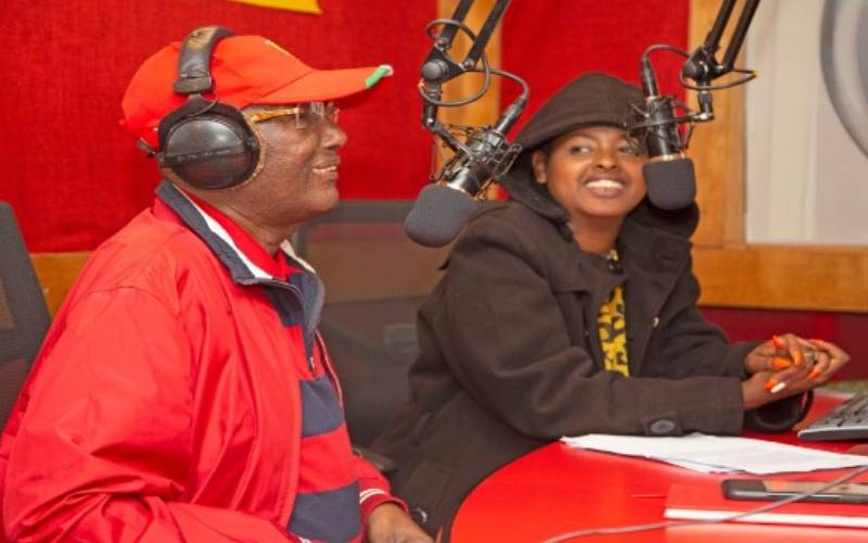 Chritopher Kirubi with presenter Amina Abdi at his Capital FM station. He was popular nicknamed by youths as DJ CK.
