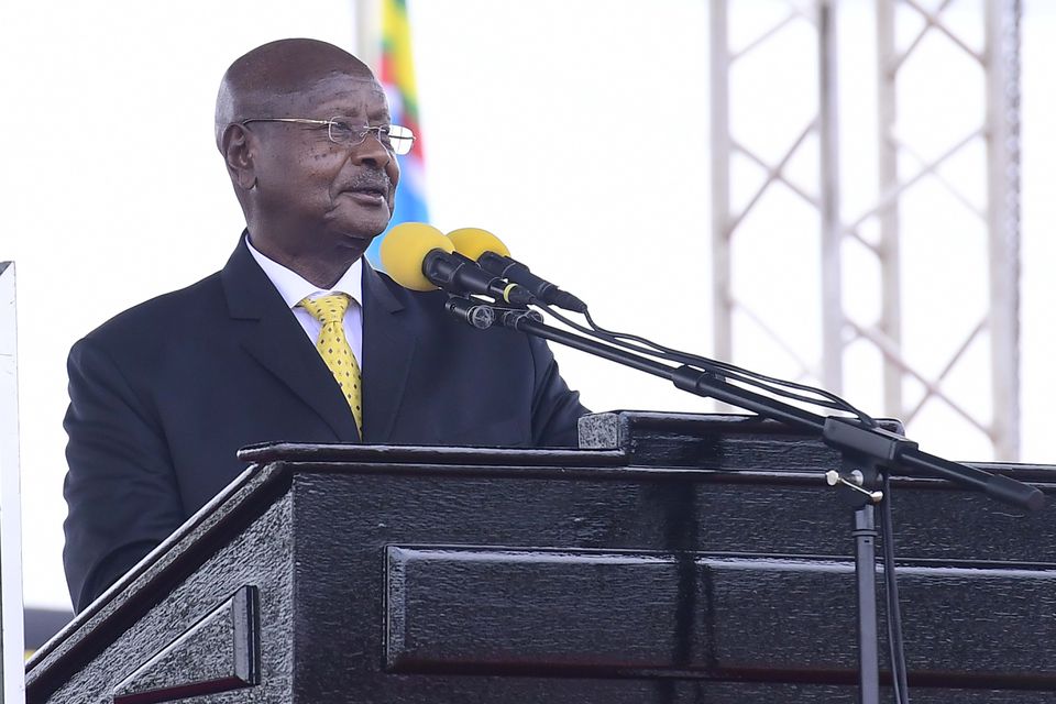 Ugandan President Yoweri Museveni during a previous event where he announced latest partial lockdown