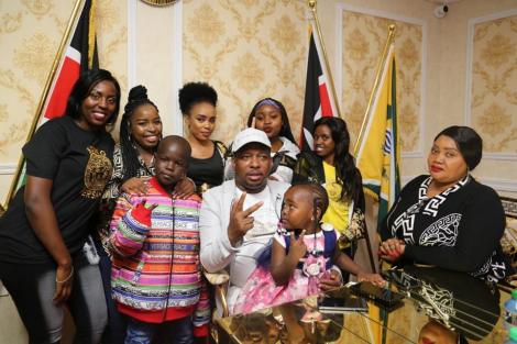 Nairobi Governor Mike Sonko and his family strike a pose during his birthday party on March 4 2020.