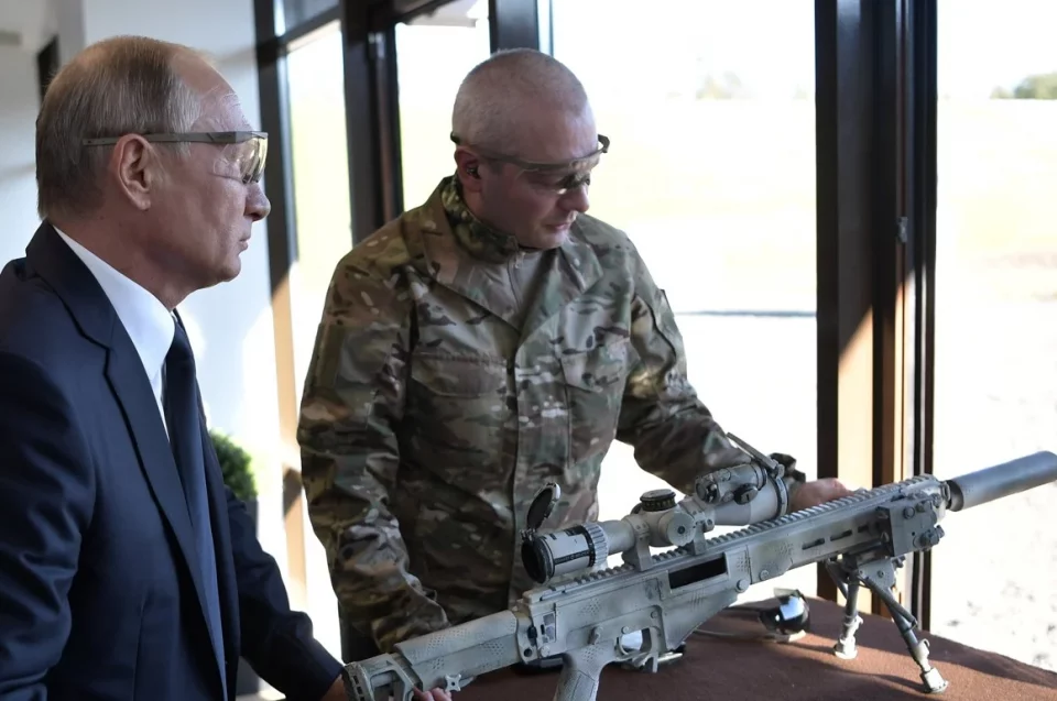 Putin and his security personel testing a sniper gun