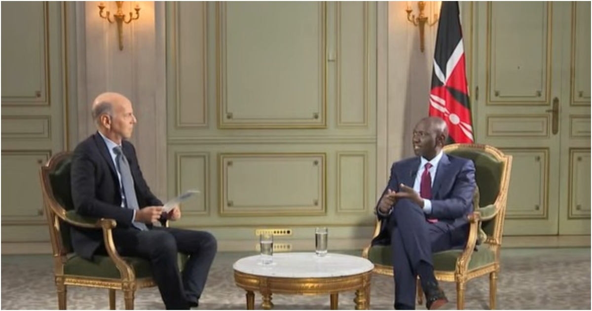 File image of President William Ruto during an interview with France 24