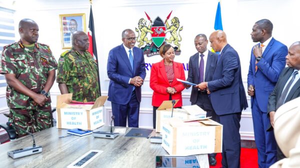 Health CS Aden Duale hands over 1,188 case files with evidence of fraud in health facilities to the DCI following a forensic review and digital audit by the Ministry of Health.